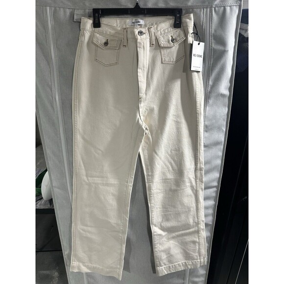 NWT Re/Done Womens Zipper Fly High‎ Rise Wide Leg Jeans Cream Denim Size 29 - Picture 2 of 7